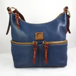 Dooney & Burke Small Wexford Pocket Bag Pebble Leather Blue Hobo Purse Handbag